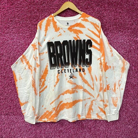 Junk Food Clothing NFL Cleveland Browns Game Time Tie Dye Long Sleeve T-Shirt La - Picture 1 of 4